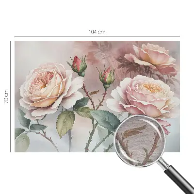 Fototapete fürs Wohnzimmer mit Pastellrosen als Motiv