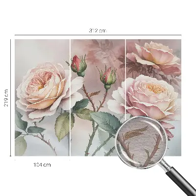 Fototapete fürs Wohnzimmer mit Pastellrosen als Motiv