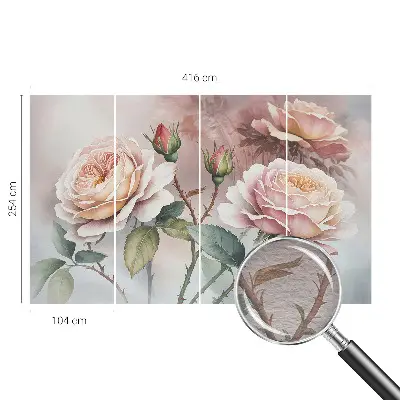 Fototapete fürs Wohnzimmer mit Pastellrosen als Motiv
