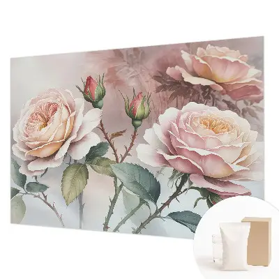 Fototapete fürs Wohnzimmer mit Pastellrosen als Motiv