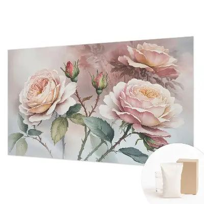 Fototapete fürs Wohnzimmer mit Pastellrosen als Motiv