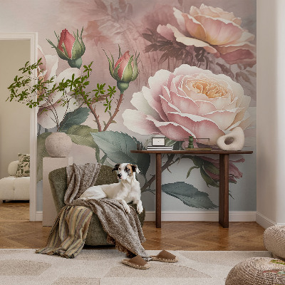 Fototapete fürs Wohnzimmer Pastellrosen