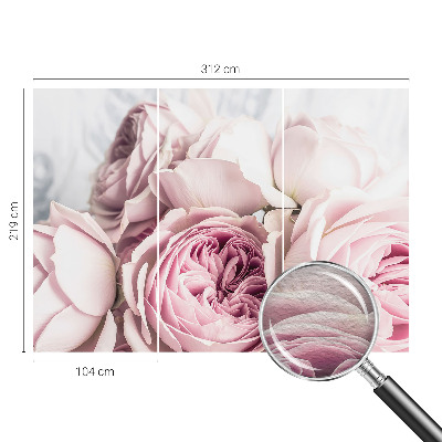 Fototapete fürs Wohnzimmer mit rosa Rosenmotiv