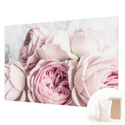 Fototapete fürs Wohnzimmer mit rosa Rosenmotiv