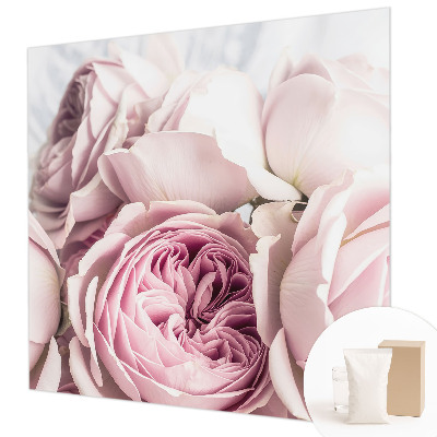 Fototapete fürs Wohnzimmer mit rosa Rosenmotiv