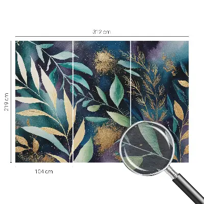 Fototapete fürs Schlafzimmer mit botanischem Blattmuster