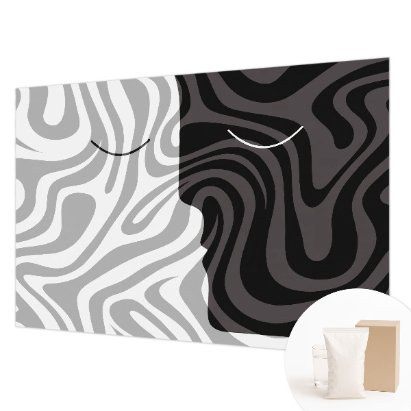 Vlies-Fototapete fürs Schlafzimmer mit abstrakten Gesichtern als Wandmotiv