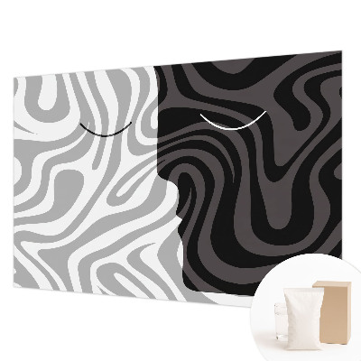 Vlies-Fototapete fürs Schlafzimmer mit abstrakten Gesichtern als Wandmotiv