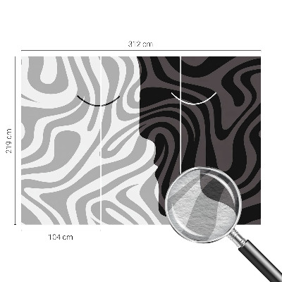 Vlies-Fototapete fürs Schlafzimmer mit abstrakten Gesichtern als Wandmotiv