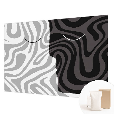 Vlies-Fototapete fürs Schlafzimmer mit abstrakten Gesichtern als Wandmotiv
