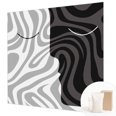 Vlies-Fototapete fürs Schlafzimmer mit abstrakten Gesichtern als Wandmotiv