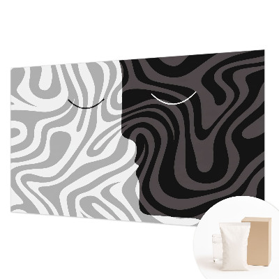 Vlies-Fototapete fürs Schlafzimmer mit abstrakten Gesichtern als Wandmotiv
