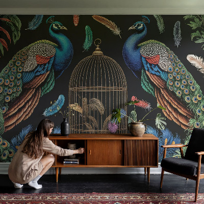 Vlies-Fototapete fürs Schlafzimmer Exotische Pfauen