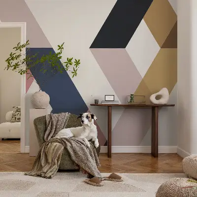Vlies-Fototapete fürs Wohnzimmer mit buntem Rautenmuster