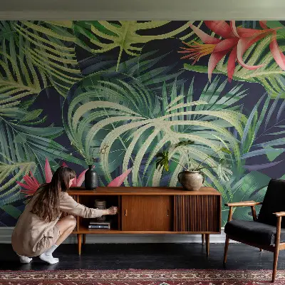 Moderne Vlies-Fototapete mit exotischen Pflanzen als Motiv