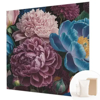 Fototapete fürs Wohnzimmer mit bunten Blumen