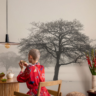 Fototapete fürs Schlafzimmer mit Motiv winterlicher Bäume