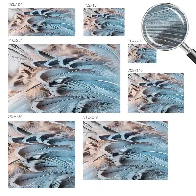 Bildtapete mit blauem Federnmotiv