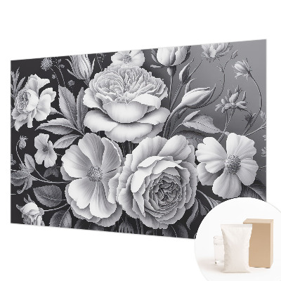 Dekorative Wand-Fototapete mit grauem Blumenmotiv