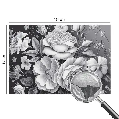 Dekorative Wand-Fototapete mit grauem Blumenmotiv