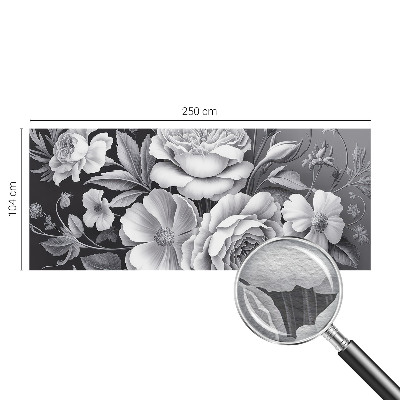 Dekorative Wand-Fototapete Graue Blumen