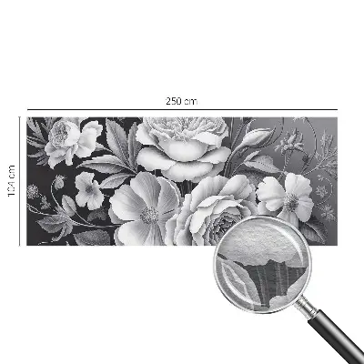 Dekorative Wand-Fototapete mit grauem Blumenmotiv