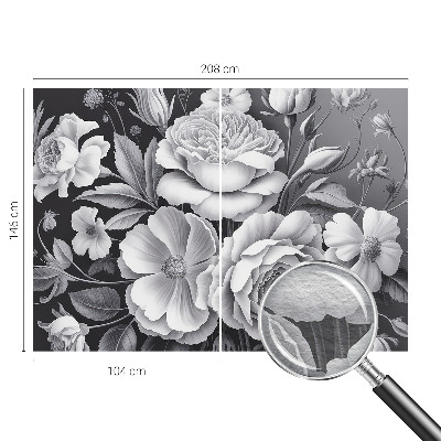 Dekorative Wand-Fototapete Graue Blumen