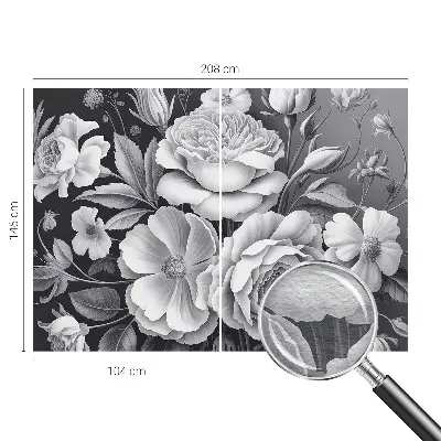 Dekorative Wand-Fototapete mit grauem Blumenmotiv