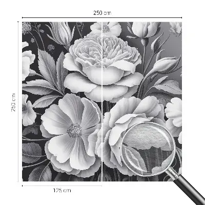 Dekorative Wand-Fototapete mit grauem Blumenmotiv
