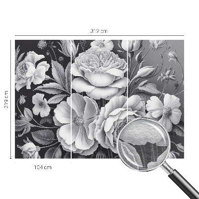 Dekorative Wand-Fototapete Graue Blumen