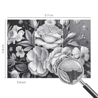 Dekorative Wand-Fototapete mit grauem Blumenmotiv