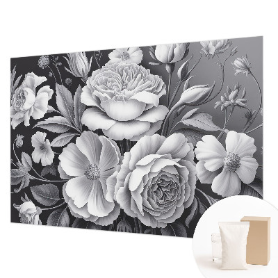 Dekorative Wand-Fototapete Graue Blumen