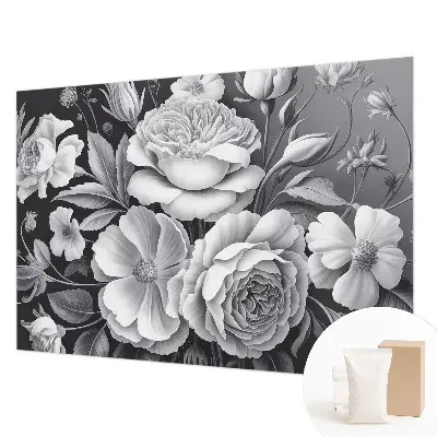 Dekorative Wand-Fototapete mit grauem Blumenmotiv