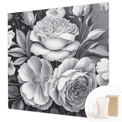 Dekorative Wand-Fototapete Graue Blumen