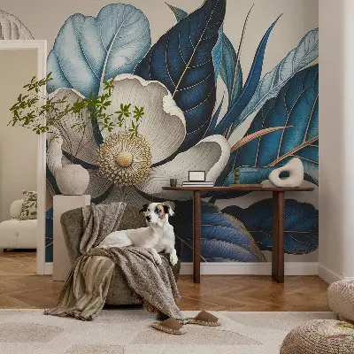 Vlies-Fototapete fürs Schlafzimmer mit elegantem Blumenmotiv