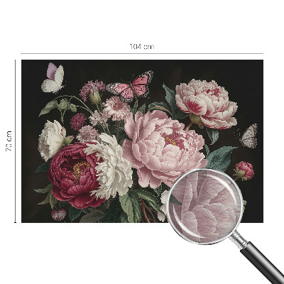 Fototapete fürs Kinderzimmer Pfingstrosen und Schmetterlinge