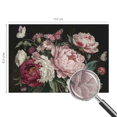 Fototapete fürs Kinderzimmer Pfingstrosen und Schmetterlinge