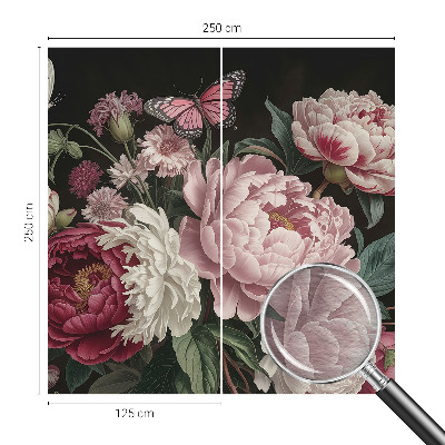 Fototapete fürs Kinderzimmer Pfingstrosen und Schmetterlinge