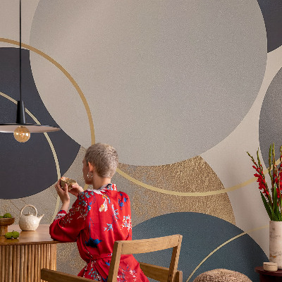 Vliestapete fürs Wohnzimmer mit kreativem Kreisdesign