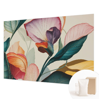 Vliestapete fürs Schlafzimmer mit buntem Blumenmuster