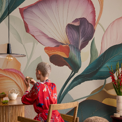 Vliestapete fürs Schlafzimmer Bunte Blumen