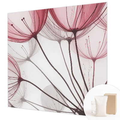 Vlies-Fototapete fürs Wohnzimmer mit dezenten Blumensilhouetten