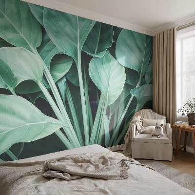 Vliestapete fürs Schlafzimmer mit grünem Naturmotiv