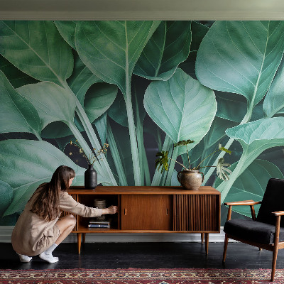 Vliestapete fürs Schlafzimmer mit grünem Naturmotiv