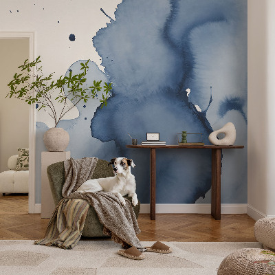 Vliestapete fürs Schlafzimmer mit marineblauen Farbtupfern