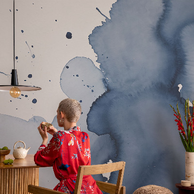 Vliestapete fürs Schlafzimmer mit marineblauen Farbtupfern
