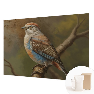 Wandtapete mit einem großen Vogelporträt als Motiv