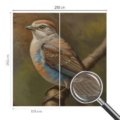 Wandtapete mit einem großen Vogelporträt als Motiv