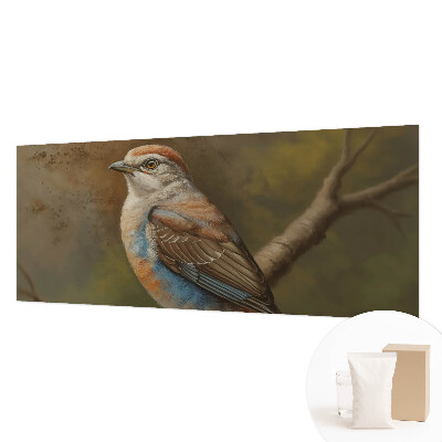 Wandtapete mit einem großen Vogelporträt als Motiv