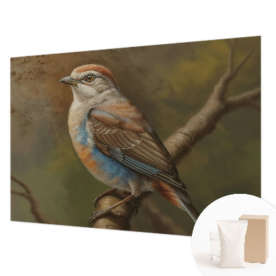 Wandtapete mit einem großen Vogelporträt als Motiv